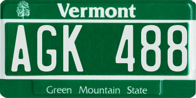 VT license plate AGK488
