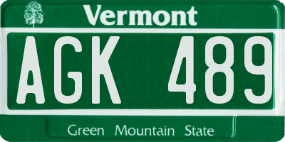 VT license plate AGK489