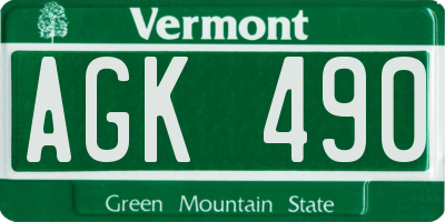 VT license plate AGK490