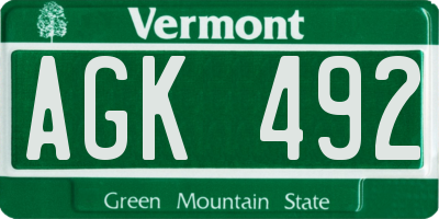VT license plate AGK492