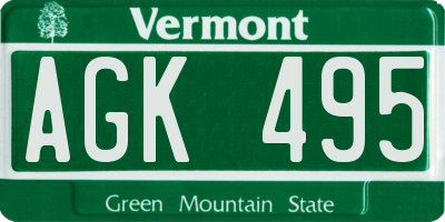 VT license plate AGK495