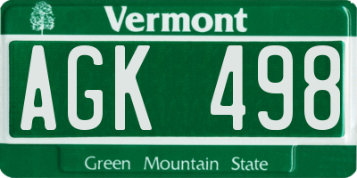 VT license plate AGK498