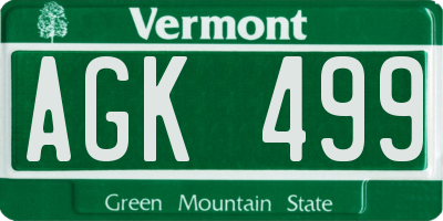 VT license plate AGK499