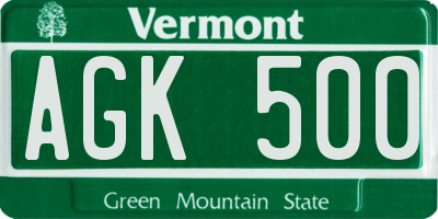 VT license plate AGK500