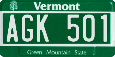 VT license plate AGK501