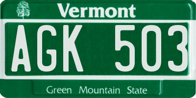 VT license plate AGK503