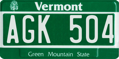 VT license plate AGK504