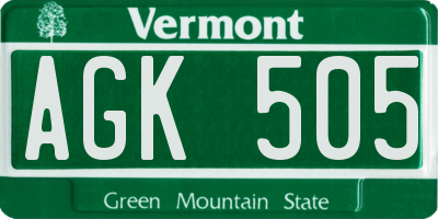 VT license plate AGK505