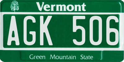 VT license plate AGK506