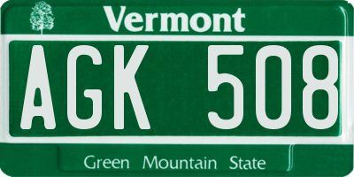 VT license plate AGK508