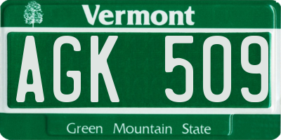 VT license plate AGK509