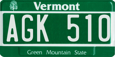 VT license plate AGK510