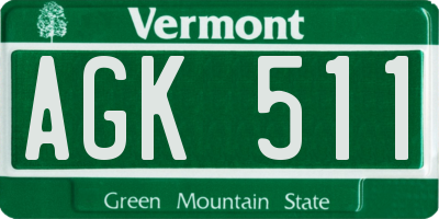 VT license plate AGK511