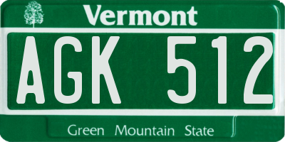 VT license plate AGK512