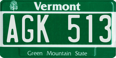 VT license plate AGK513