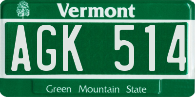 VT license plate AGK514