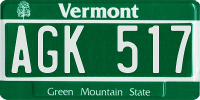 VT license plate AGK517