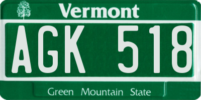 VT license plate AGK518