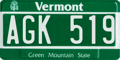 VT license plate AGK519