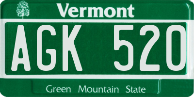 VT license plate AGK520