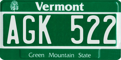 VT license plate AGK522