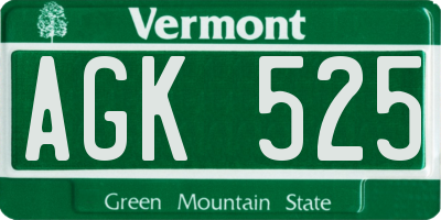 VT license plate AGK525