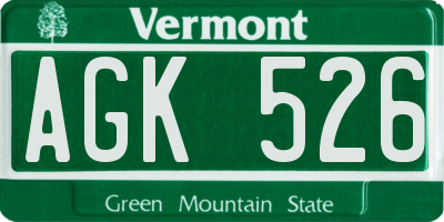 VT license plate AGK526