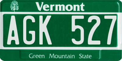VT license plate AGK527