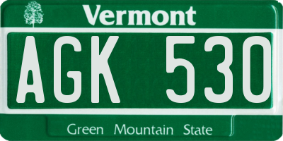VT license plate AGK530
