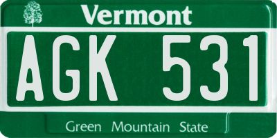 VT license plate AGK531