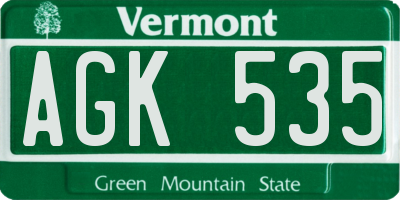 VT license plate AGK535