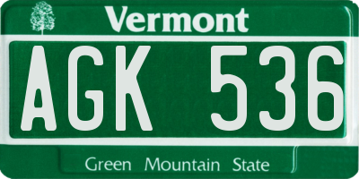 VT license plate AGK536