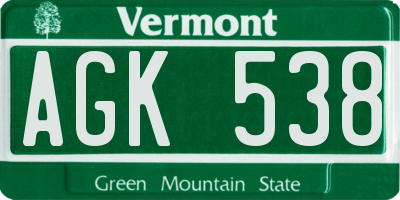 VT license plate AGK538