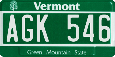 VT license plate AGK546