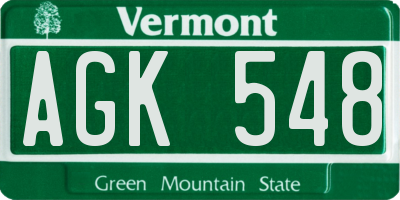 VT license plate AGK548