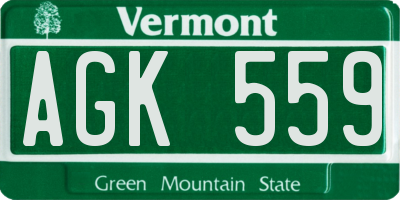 VT license plate AGK559
