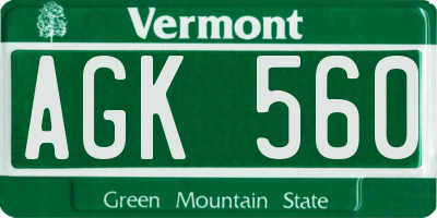 VT license plate AGK560