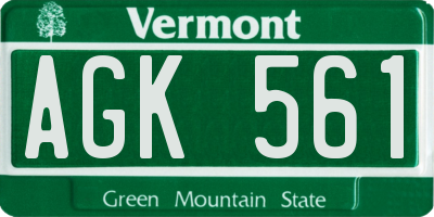 VT license plate AGK561