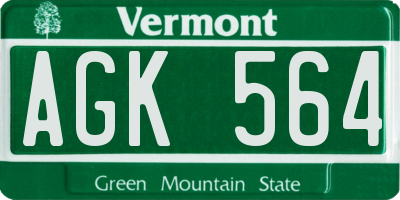 VT license plate AGK564