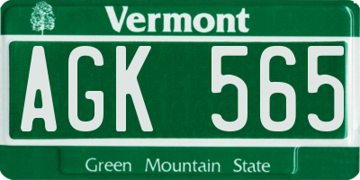 VT license plate AGK565