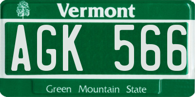 VT license plate AGK566