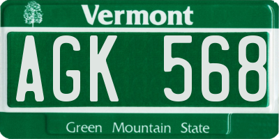 VT license plate AGK568
