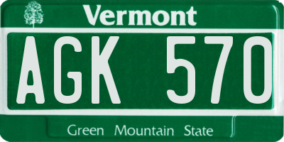 VT license plate AGK570