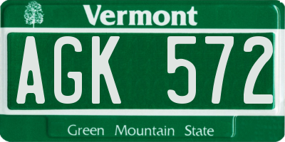 VT license plate AGK572