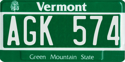 VT license plate AGK574