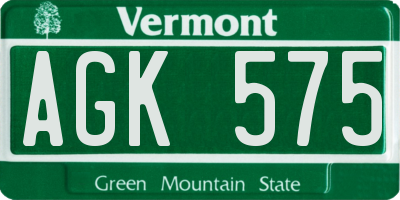 VT license plate AGK575