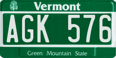 VT license plate AGK576