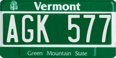 VT license plate AGK577