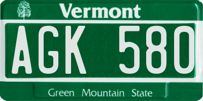 VT license plate AGK580