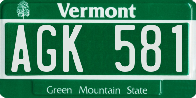 VT license plate AGK581